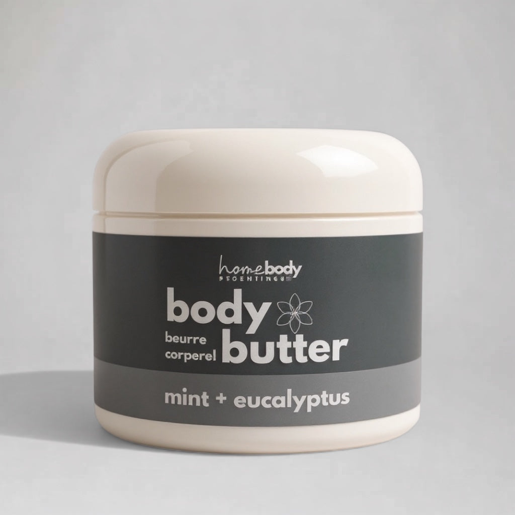 jar of body butter mint + eucalyptus